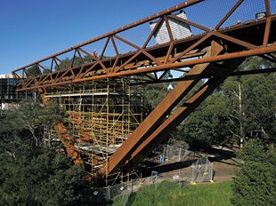 Deakin University Burwood pedestrian bridge uses BlueScope REDCOR® weathering steel to deliver a practical, paint-free structure requiring minimal maintenance compared with conventional structural steel